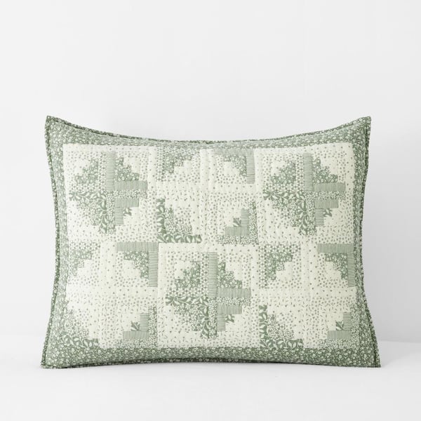 The Company Store Company Cotton Green Leighton Quilted Cotton Standard Sham
