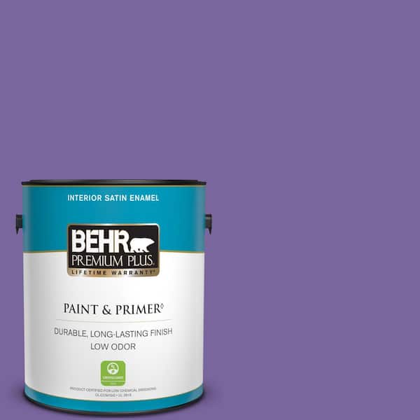 BEHR PREMIUM PLUS 1 gal. #PPU16-03 Purple Paradise Satin Enamel Low Odor Interior Paint & Primer