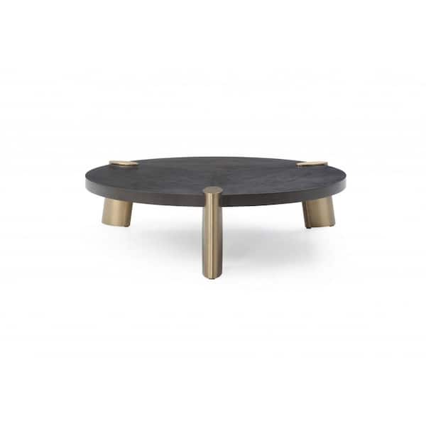 HomeRoots 48 in. Round Genuine Marble Coffee Table
