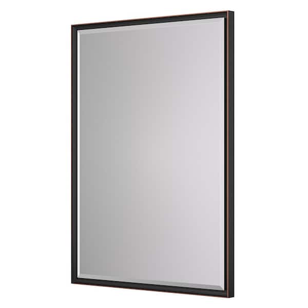 24 in. W x 36 in. H Rectangular Framed Black Mirrors for Bathroom Wall Beveled Mirror Bathroom Vanity Mirror Over Sink