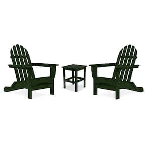 Icon Forest Green Recycled Plastic Adirondack Chair with Side Table (2-Pack)