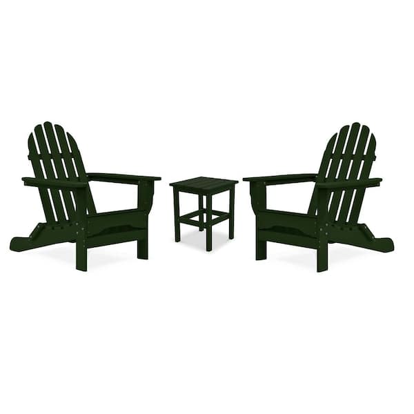 DUROGREEN Icon Forest Green Recycled Plastic Adirondack Chair with Side Table (2-Pack)