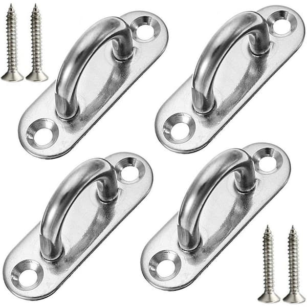 Stainless Steel Series 4.49 in. Silver 304 Steel Ceiling Hooks with Enclosed Hook Wall Rack with Screws and Anchors