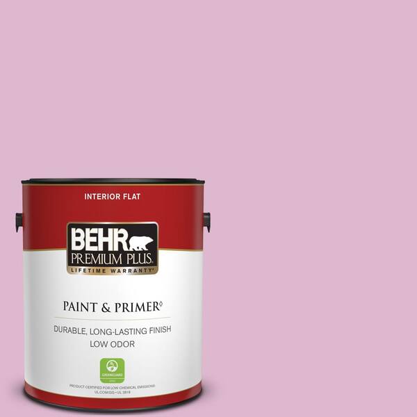 BEHR PREMIUM PLUS 1 gal. #M120-3 Pink Wink Flat Low Odor Interior Paint & Primer