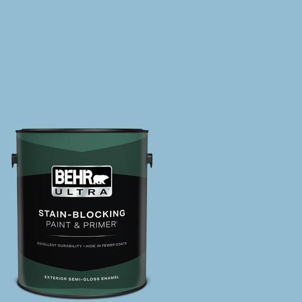 BEHR ULTRA 1 gal. #S490-3 Reef Blue Semi-Gloss Enamel Exterior Paint & Primer