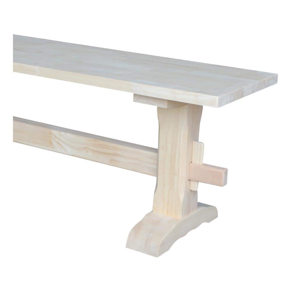 Unfinished Parawood Trestle Dining Bench
