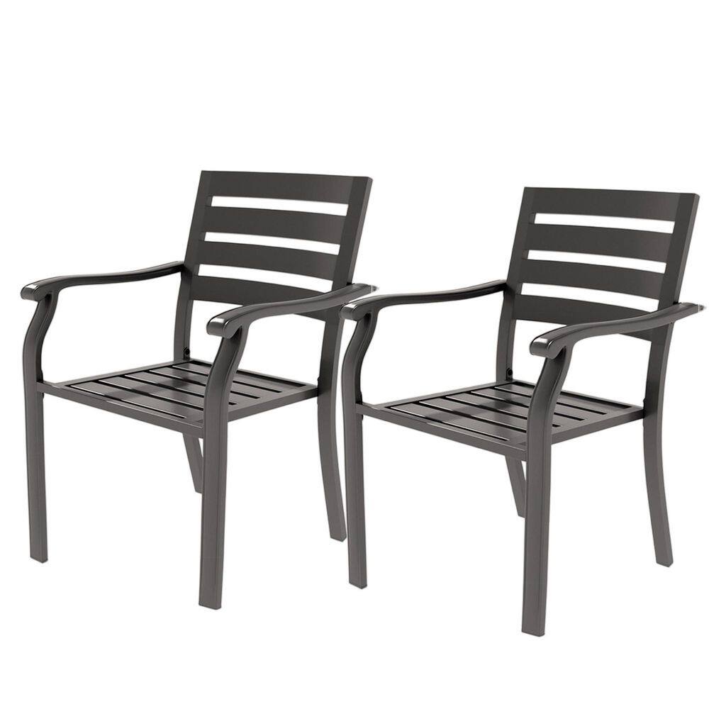 Metal Outdoor Dining Chair in Black (Set of 2), All-Weather Bistro Metal Chairs for Gardens, Terraces and Swimming Pool price history on PriceWatchPro