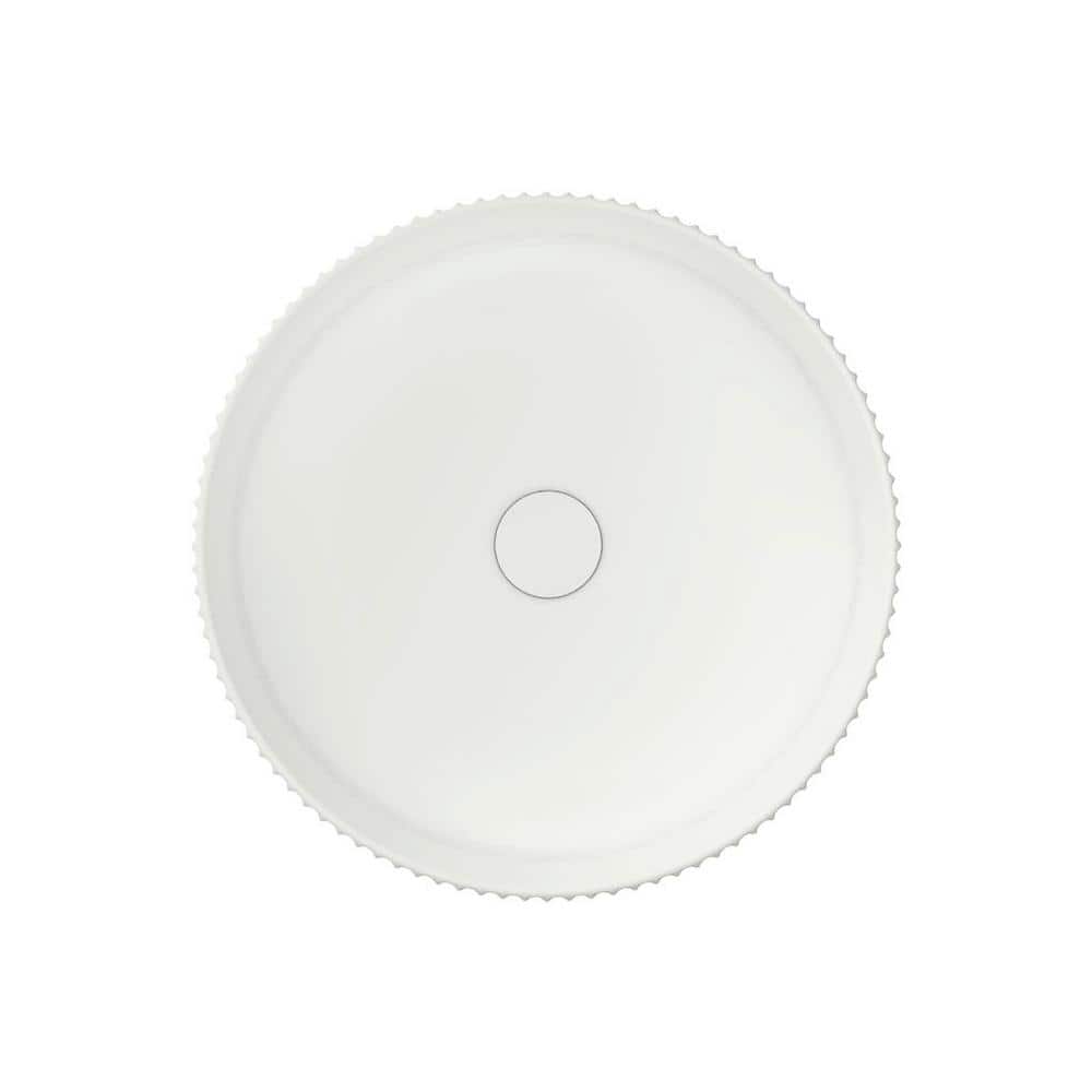 Glossy White Ceramic Round Vessel Bathroom Sink