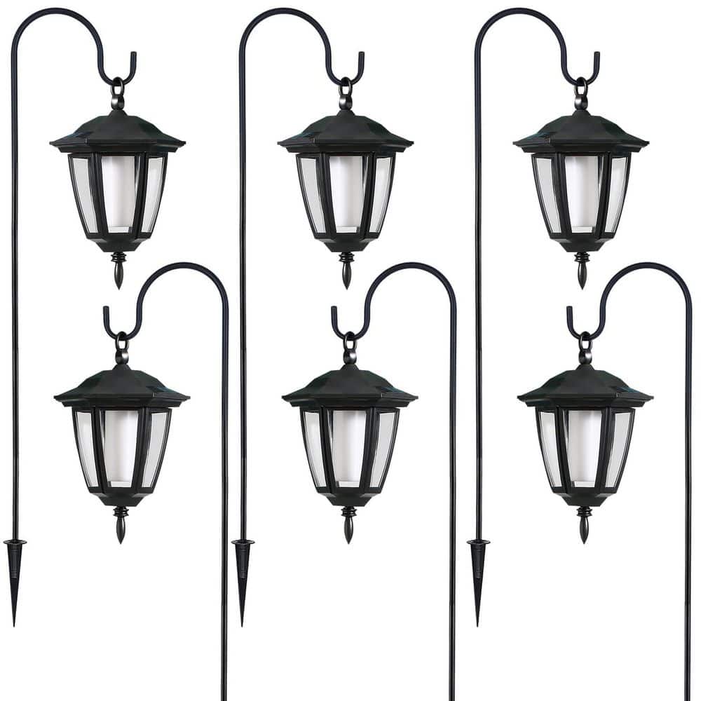 6 Pack Solar Flame Hanging Lights Outdoor, Solar Flickering Flame LED Garden Lanterns with 6 x 38 Inch Shepherd Hooks price history on PriceWatchPro