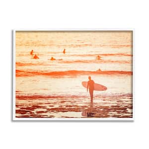 Surfing Sunset Beach Shore Design by Igor Vitomirov Framed Nature Art Print 30 in. x 24 in.
