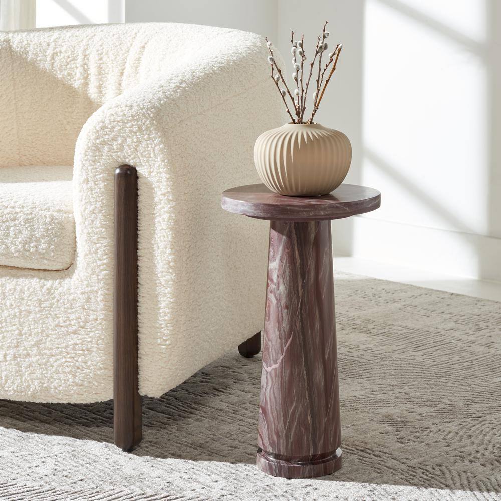 Valentia Pink Marble Round Pedestal Accent Table
