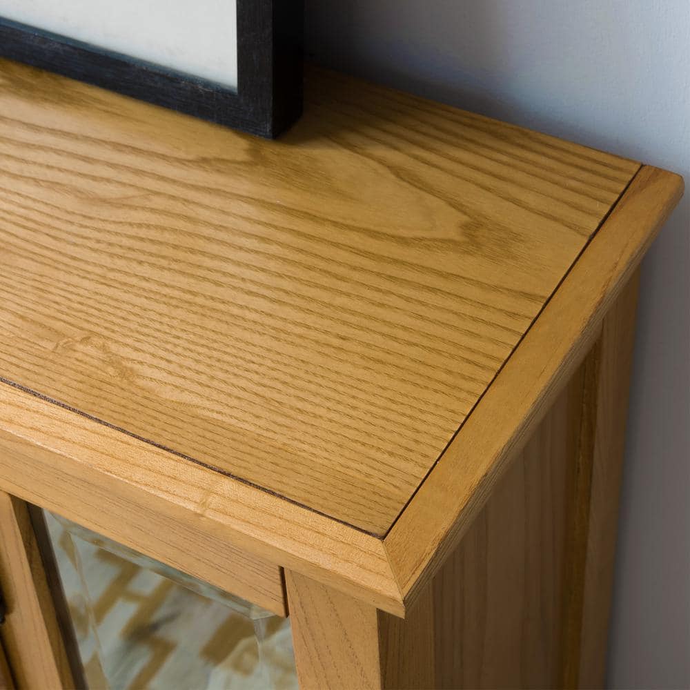 Desert Sand Lighted Oak Entryway Curio Cabinet