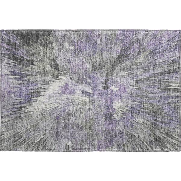 Mayfield Premium Machine Washable Abstract AMF2283 Lavender 2 ft. x 3 ft. Accent Rug