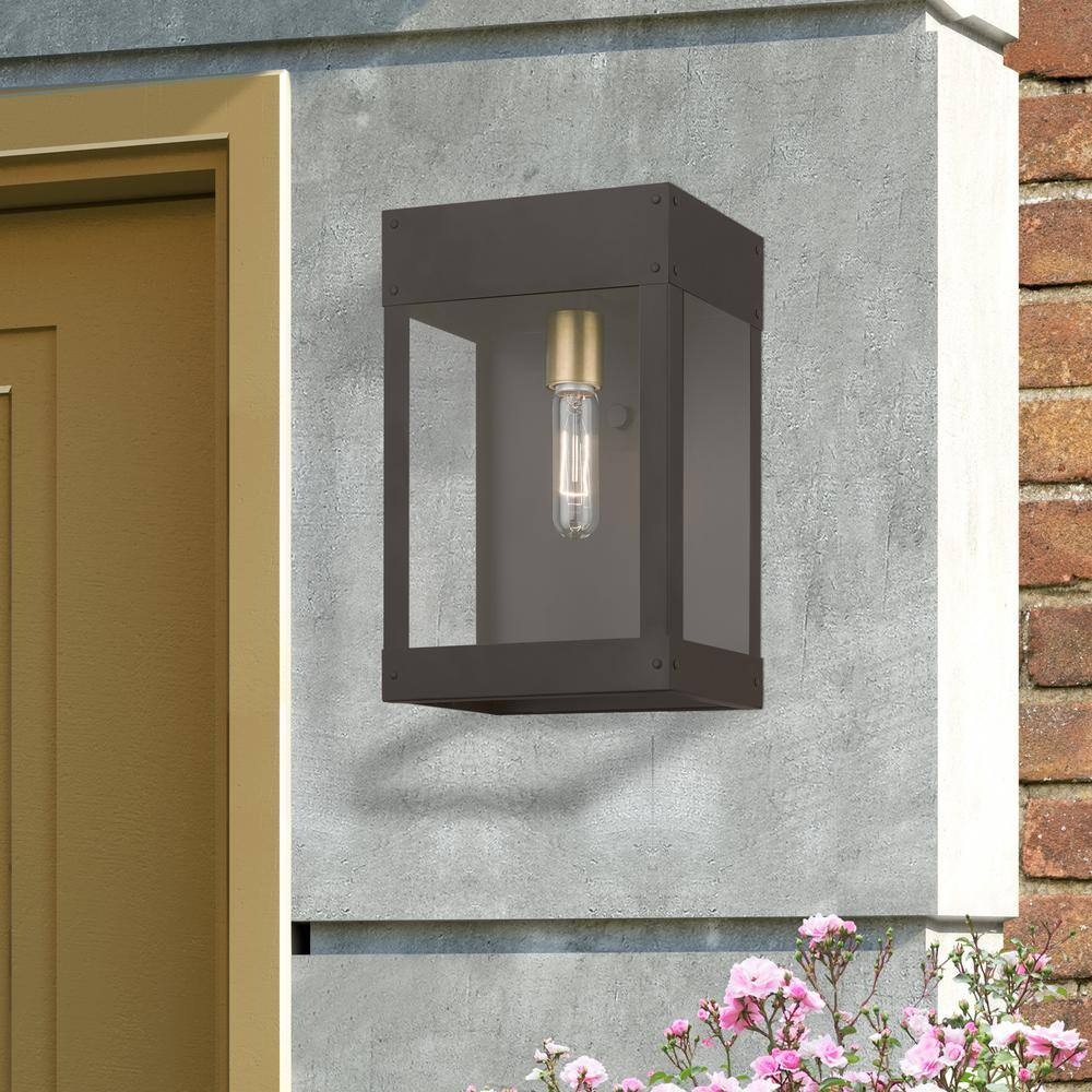 Bronze and Antique Brass Outdoor Wall Lantern Sconce