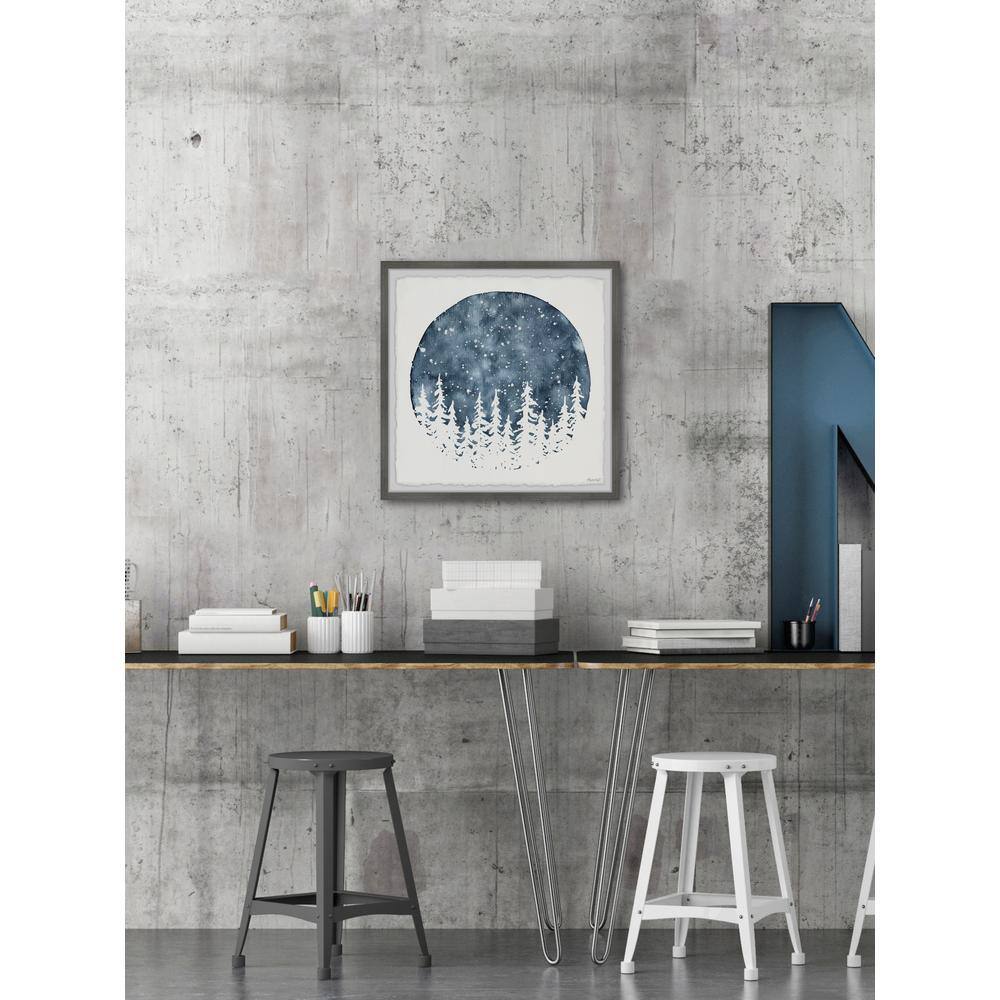 Blue and White Winter Forest Framed Print