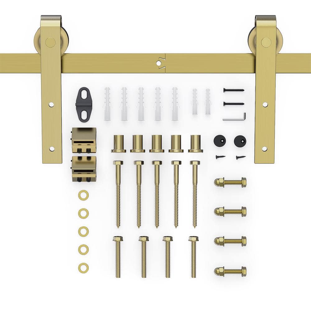 6.6 ft./79 in. Gold Sliding Barn Door Track and Hardware Kit with J-Shape H