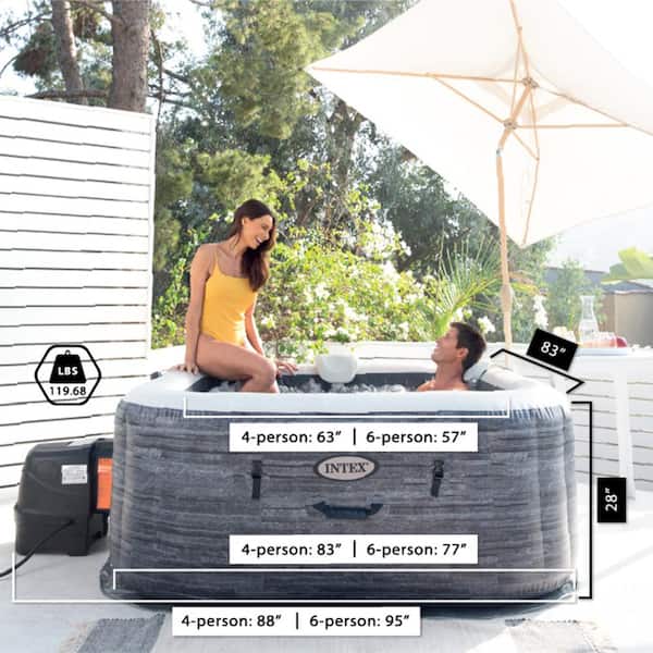 Intex PureSpa Plus 4-Person 140 Jet 120 V Inflatable Square Hot