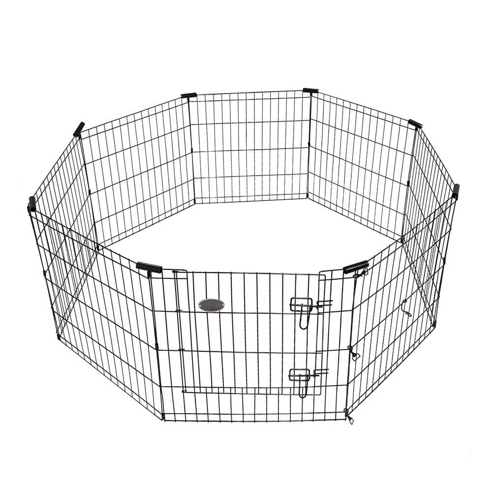 Black Metal 8-Panel 42" Exercise Playpen with Gate
