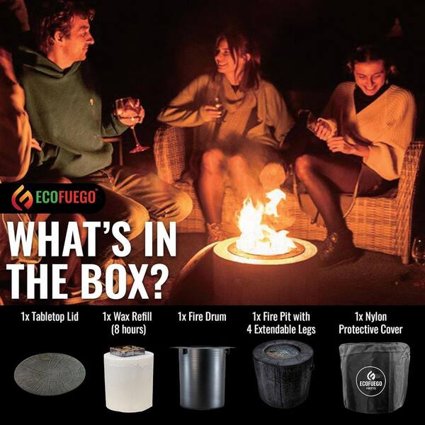 ECOFUEGO El Fuego 11.8 in. Graphite Gray Fire Pit with Wax Fuel EF