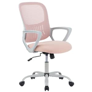 Mesh Back Adjustable Height Ergonomic Computer Office Chair in Pink with Comfy Arms