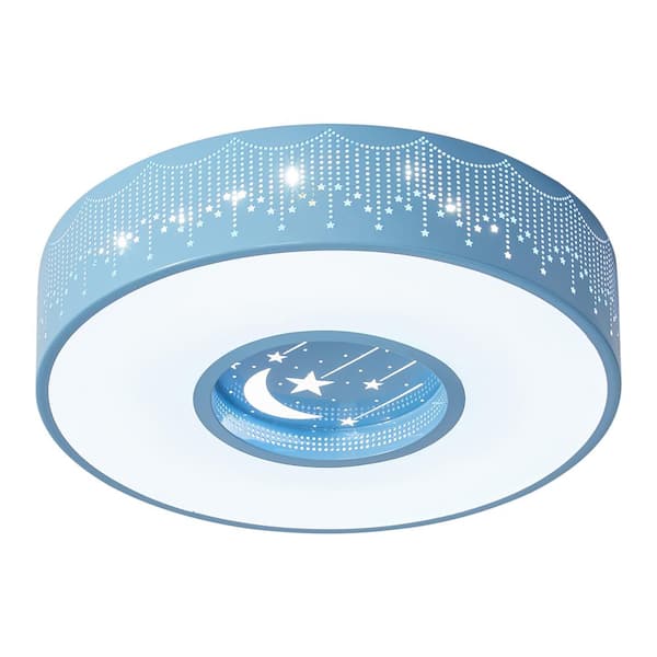 aiwen 15.7 in. 1-Light Blue Simple Circle Star Creative Design 20-Watt LED Flush Mount Ceiling Light