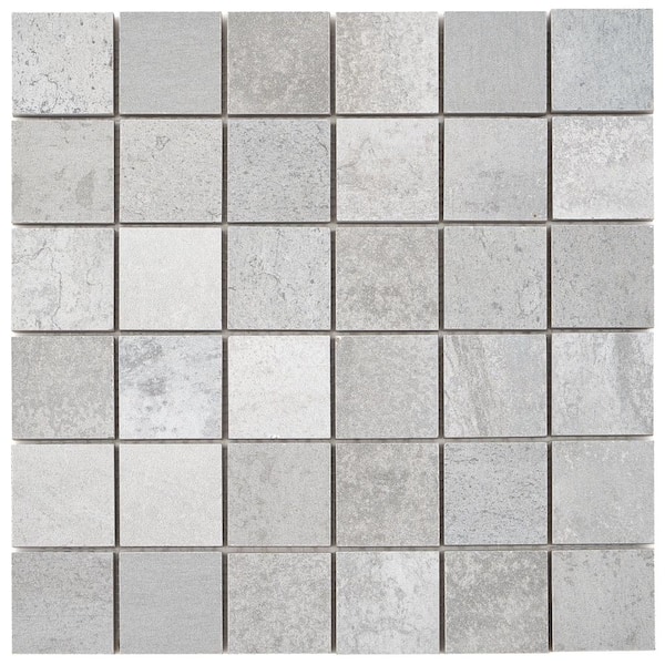 Ivy Hill Tile Hempstead Silver 11.81 in. x 11.81 in. Square Matte Porcelain Mosaic Tile (0.97 sq. ft./Sheet)