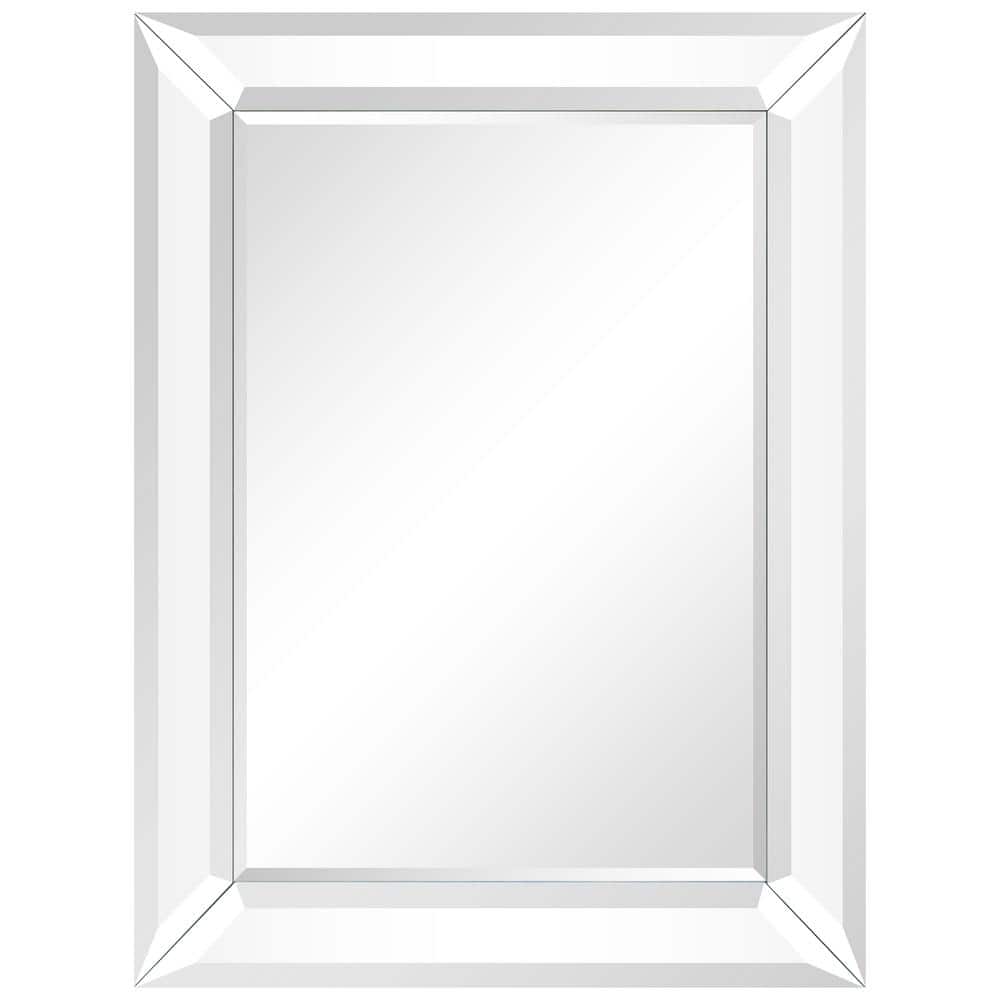 Rectangular Beveled Diamond Silver Framed Wall Mirror 40" x 30"