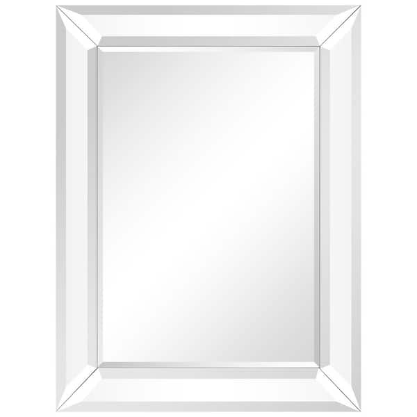 Empire Art Direct Rectangular Beveled Diamond Silver Framed Wall Mirror 40 in. x 30 in.