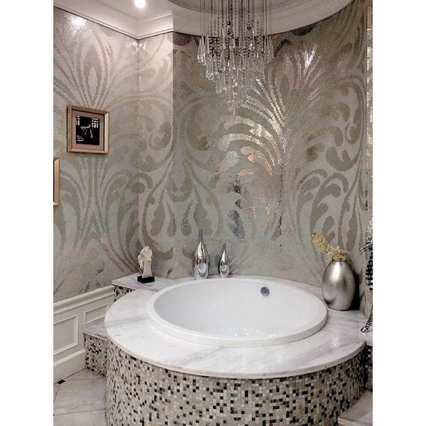 Mingles 12 in. x 12 in. Glossy Beige and Brown Glass Mosaic Wall and Floor Tile (20 sq. ft./case) (20-pack)