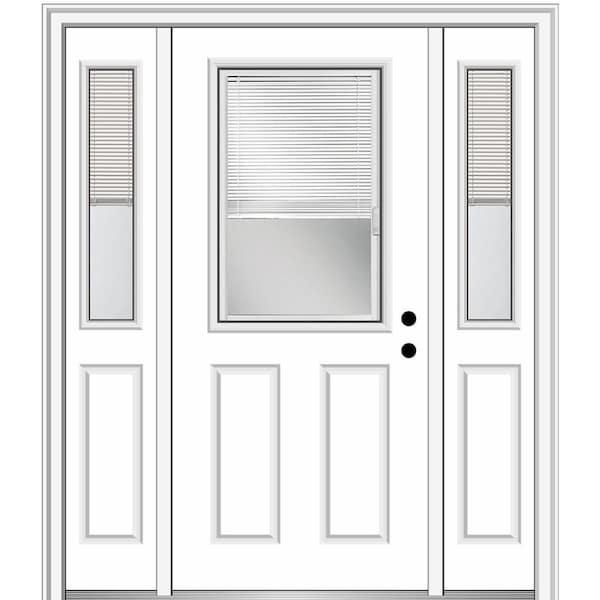 MMI Door 68.5 in. x 81.75 in. Internal Blinds Left-Hand Inswing 1/2-Lite Clear Painted Steel Prehung Front Door with Sidelites