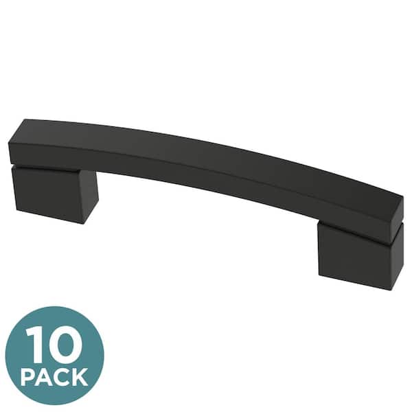 (10-Pack) Bold Arch Dual Mount 3 or 3-3/4 in. (76/96 mm) Modern Matte Black Arch Cabinet Handle Drawer Pulls