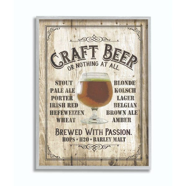 Stupell Industries 11 in. x 14 in. "Craft Beer Sign Bar Room Wooden Texture" by Retrorocket Studio