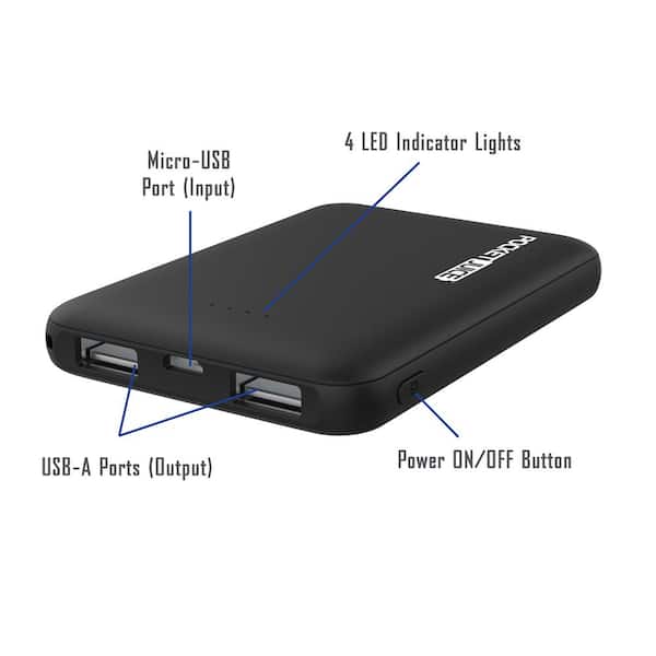 Pocket Juice Slim Pro 20,000mAh, Portable Power Bank and Charger with Dual  USB Ports, Black