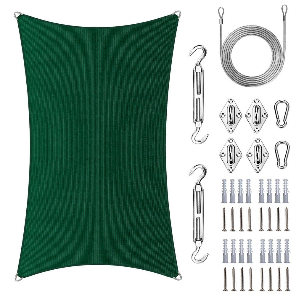 Pro Ring 20 ft. x 24 ft. Rectangle Sun Shade Sail with Hardware Kit and Rope-Green price history on PriceWatchPro