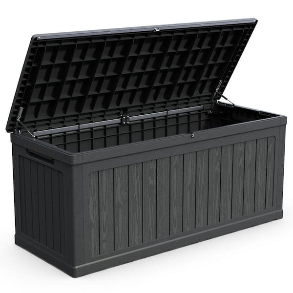 68 in. W x 32 in. D x 34 in. H 260 Gal. Black Waterproof Resin Large Outdoor Storage Cabinet with Lockable Design