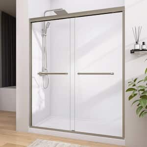 60 in. W x 72 in. H Semi-Frameless Sliding Alcove Bypass Glass Shower Door in Brushed Nickel 1/4 in. Tempered Glass