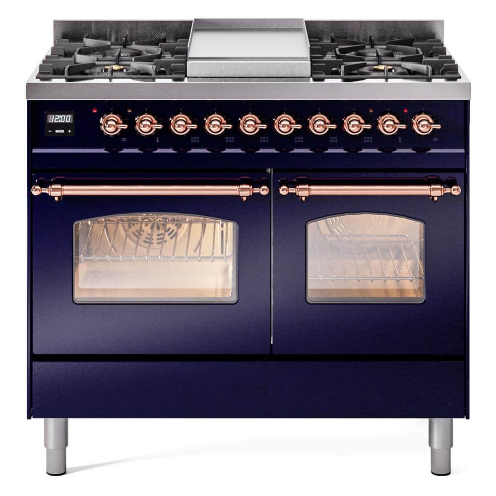 Nostalgie II 40 in. Dual Fuel Natural Gas Range with 6-Burnerss, Brass Trim in Midnight Blue price history on PriceWatchPro