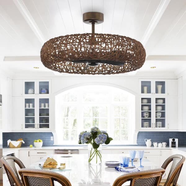 35 in. Indoor Brushed Gold Downrod Mount LED Ceiling Fan with Light Kit and Remote Control