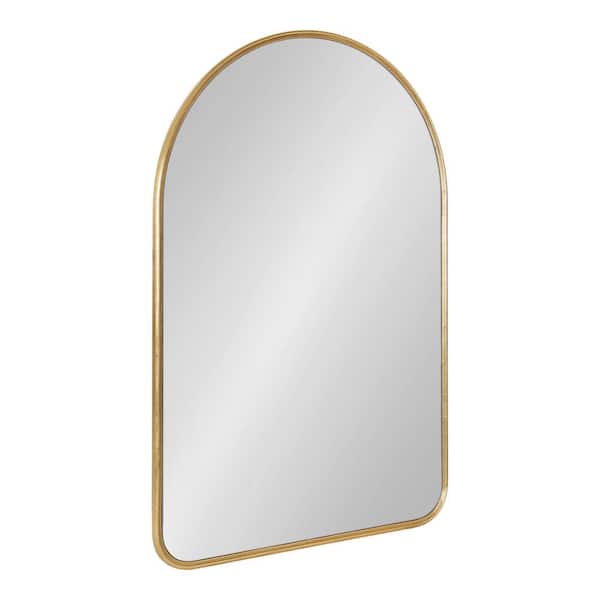 Kate and Laurel Caskill 36 in. x 24 in. MidCentury Arch Gold Framed Decorative Wall Mirror