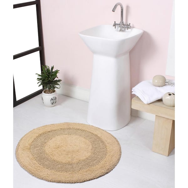 HOME WEAVERS INC Radiant Collection 100% Cotton Bath Rugs Set, 30 in. Round, Linen
