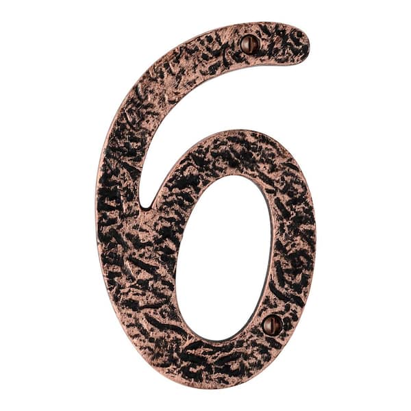 Mascot Hardware Hammered 6 in. Antique Copper House Number 6