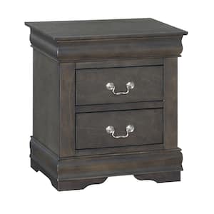 Louis Philippe Dark Gray 2 Drawer 15 in. W Nightstand