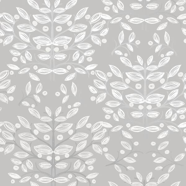 Sandudd Kristofer Grey Botanical Paper Strippable Wallpaper (Covers 56.4 sq. ft.)