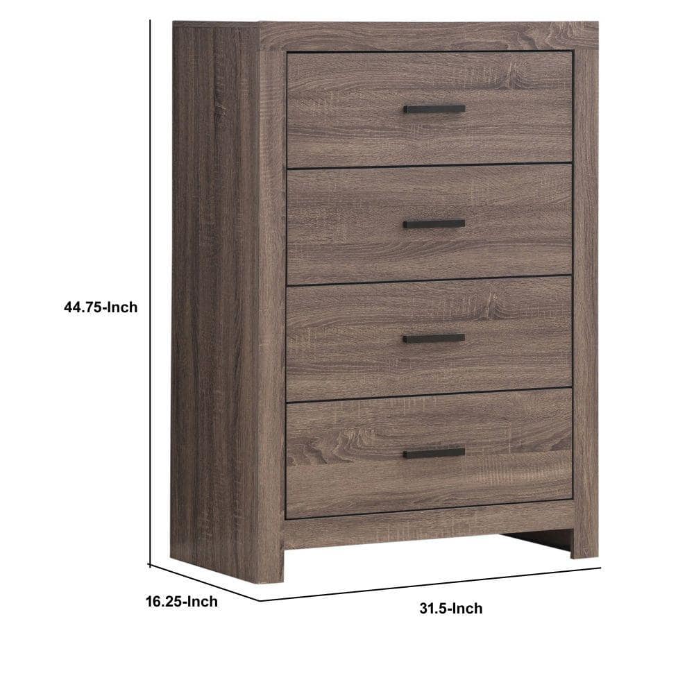 Elegant Brown 5-Drawer Wood & Metal Chest with Vertical Design
