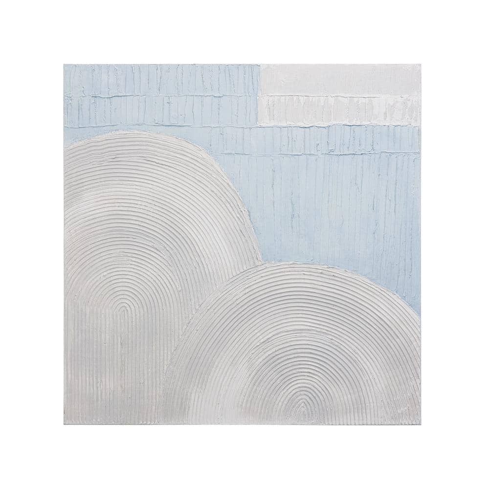 Minimalist Pale Blue and White Abstract Canvas Art