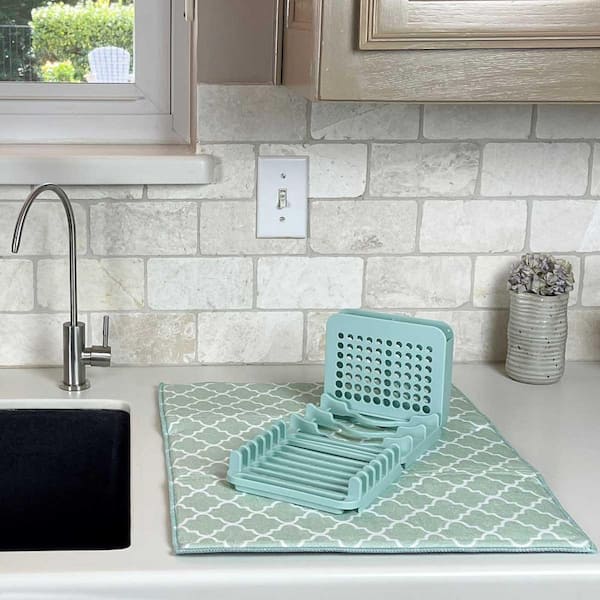 Microfiber Dish Drying Mat For Kitchen Countertop Green Absorbent Dish  Drying
