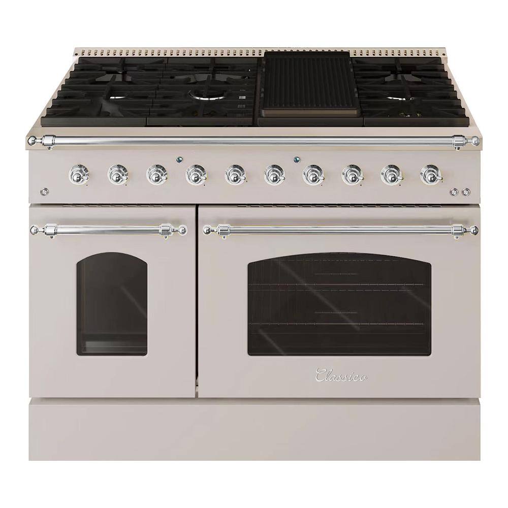 Hallman CLASSICO 48 in. 8 Burner Freestanding Double Oven Gas Range with LP Gas  Stove and Gas Oven in Stainless Steel HCLRG48CMSS-LP - The Home Depot