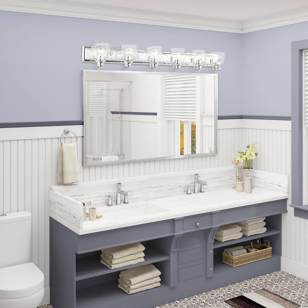 Polished Chrome 6-Light Vanity with Clear Glass Shades
