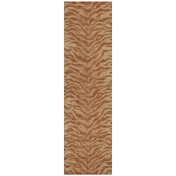 Chantille Machine Washable Indoor/Outdoor Abstract ACN2925 Paprika 2 ft. x 7 ft. Runner Rug