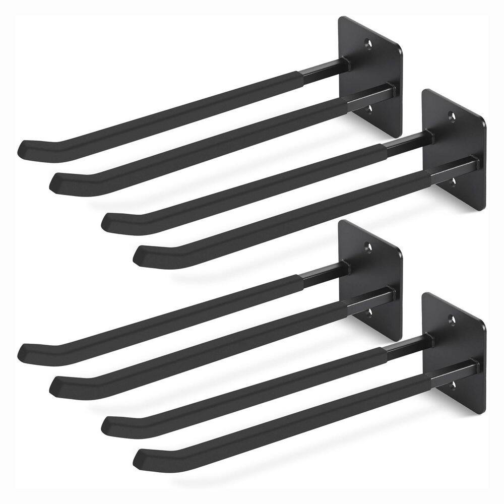 14 in. Black Alloy Steel Non-Slip Heavy Duty Wall Rack with Hooks for Garage Organizer Tool Storage 4 Pieces price history on PriceWatchPro